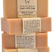 4 Goat Milk Soap Bars with Honey, Unscented, Fragrance Free, Fresh Goats Milk